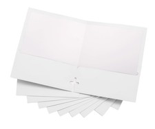 10 Pack Two Pocket Folders White Strong Thick Paper Folders for Letter Size by