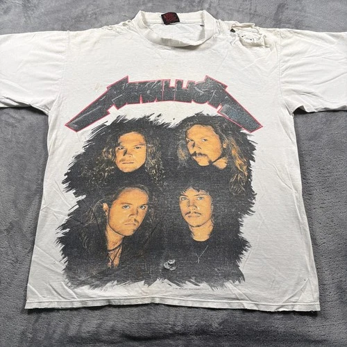 Metallica T-Shirt Mens XL White Wherever I May 1990s vintage concert t-shirt, vintage, size XL, single stitch, B+ condition
