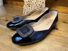 Russell Bromley Ladies Black Leather Buckle Flat Shoes Size 6 UK 39 EUR VGC