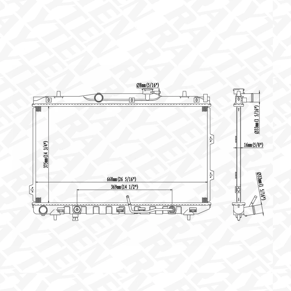 Radiator for Kia Spectra 2004-2009 Spectra5 2005-2009 DPI 2784 - Изображение 2 из 4