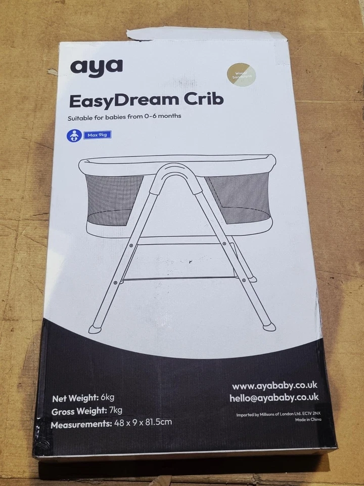 Portable Aya EasyDream Baby Crib - Wood/Sandstone - Image 2 of 3