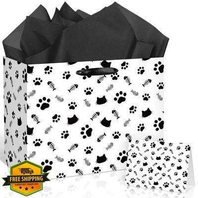 Cat Birthday Gift Bag Let's Pawty Meow Themed Kids Favor