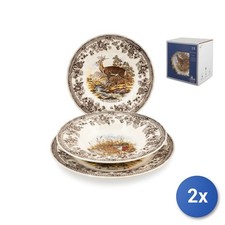 2X Services De Table 18 Pièces En Faïence 'Wild Life' Décoré Churchill