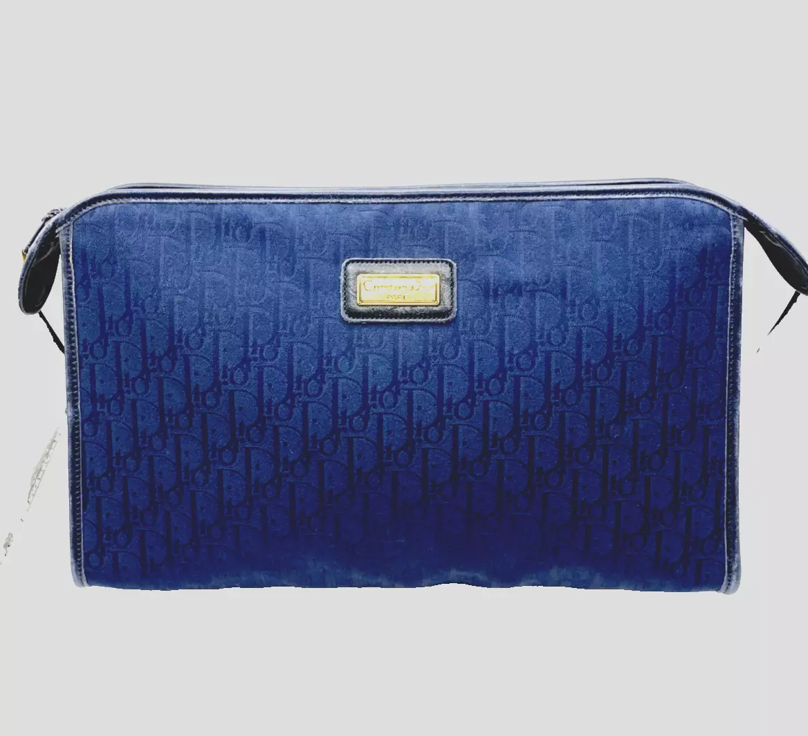 Sac pochette toile trotteur Dior bleu marine authentique du Japon
