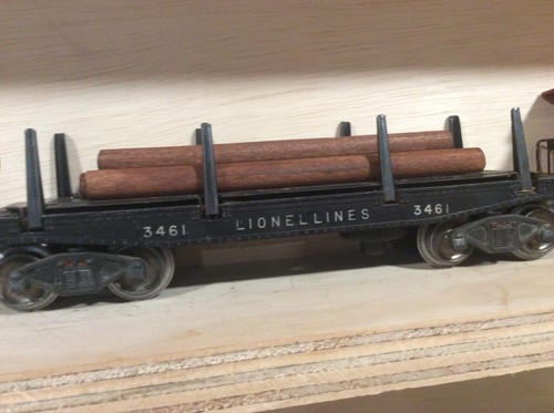 Lionel 3461 Postwar 3 Log Dump Car and Bin / Caboose - Picture 16 of 18