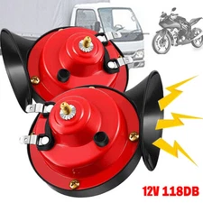 2pc 12V 118DB Super Loud Train Horn Waterproof Motorcycle Car Truck SUV Boat Red