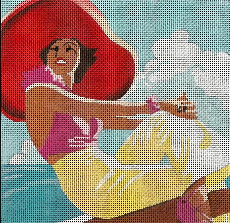 Needlepoint Handpainted Colors of Praise Lady in Red Hat PE103 - Image 2 of 4