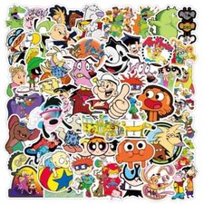 Classic 90s cartoon Themed Assorted Skateboard Stickers Lot Of 50 Pieces