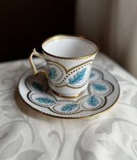 Vintage Royal Chelsea Aqua Enameled Tea Cup And Saucer (p2)