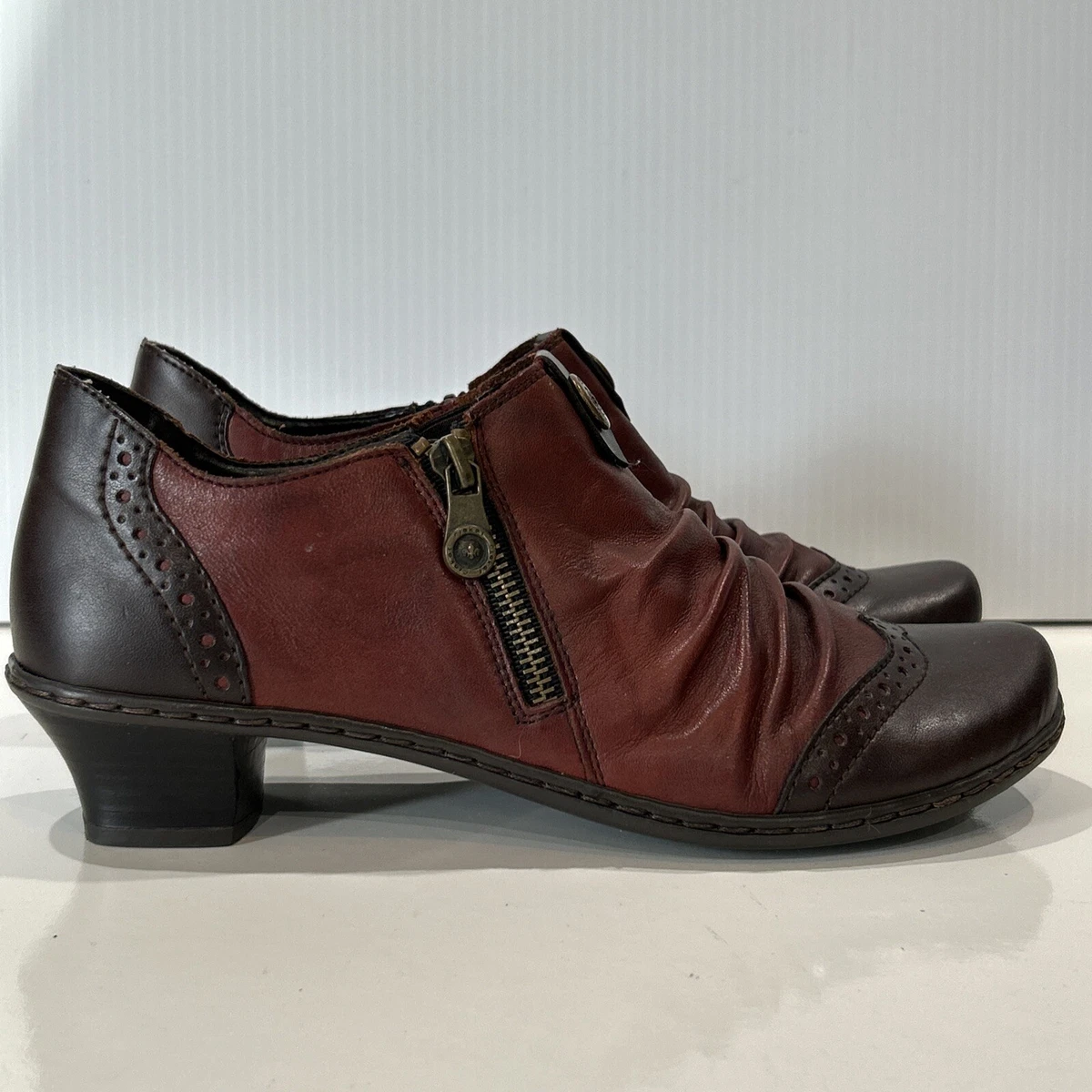 Rieker Black and Brown Oxfords Rieker Black Lace-Up Shoes Comfortable Faux Leather with  main image 3