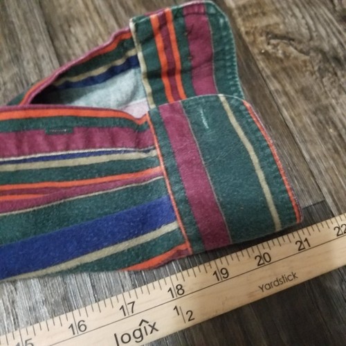 Woolrich Shirt Mens Large Long Multicolor Vertical Stripe Button Up Long Sleeve - Picture 6 of 12
