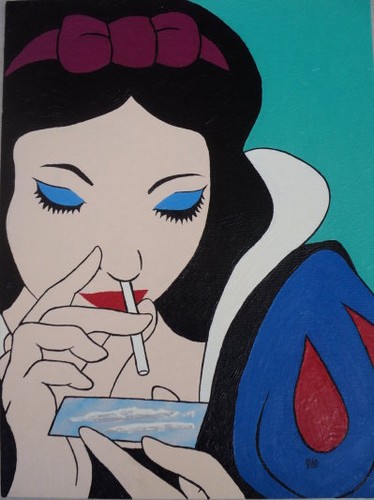 SNOW WHITE ON COCAINE POP ART ACRYLIC ON CANVAS PAINTING - Picture 2 of 6