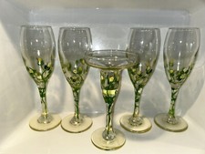 Qtà-4 Bicchieri da vino floreali dipinti a mano con 1 bicchiere Martini