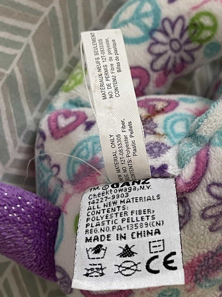 Webkinz GANZ Virtual Pet Plush Toy - PEACE OUT PUPPY (9 inch) Purple - Image 4 of 4