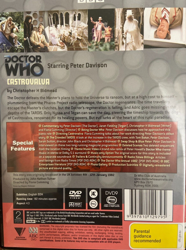 Doctor Who - Castrovalva region 4 DVD (classic Dr Who / BBC sci-fi) - Picture 2 of 3