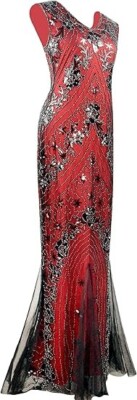 Women 1920S Gatsby Sequin Mermaid Formal Evening Dress with 20s Accessories  Cost | eBay