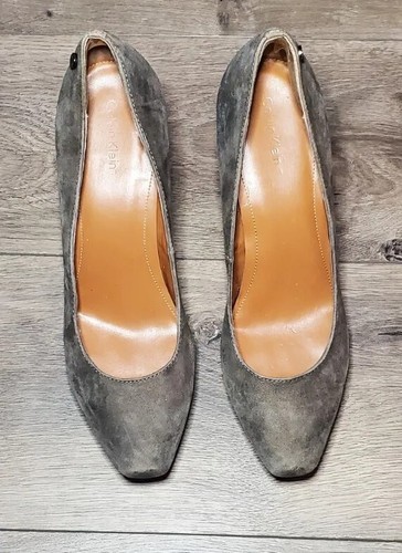 Calvin Klein Womens Malissa Shoes Pumps 8.5 M Grey Suede Leather Heel Platform - Picture 3 of 9