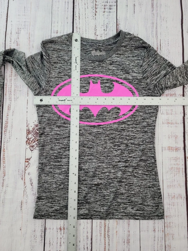 Top de rendimiento Batman gris manga larga rosa intenso con logotipo para mujer M Foto 3 de 4
