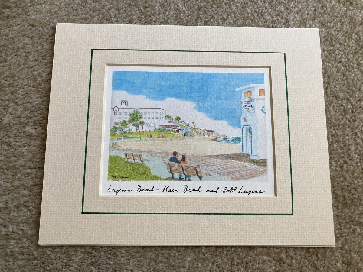 Laguna Beach Main Beach and Hotel Laguna - Dick Sussman ART PRINT