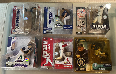 Lot of (6) McFarlane MLB Hall of Fame Figures Ichiro Maris Hoffman Helton READ