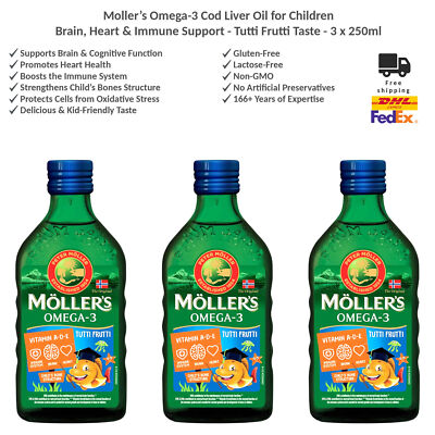 Mollers Norwegian Tutti Frutti Flavoured Fish Oil Omega-3 DHA EPA Möller's x3