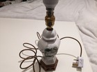 vintage ceramic TABLE LAMP floral design brass fitting 27 cms tall bulb supplied