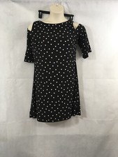 CHAPS 3/4 Flutter Cold Shoulder Lightweight Stretch Shift Dress Woman’s L