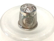SILVER HALLMARKED SWANN THIMBLE THIMBLE COLLECTORS GUILD ST CHRISTOPHER THIMBLE
