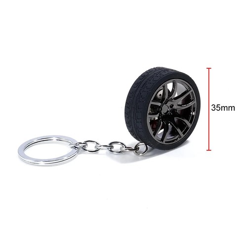 Car Wheel Hub Rubber Keychain Key Ring Metal with Aluminum Brake Discs Keyfob - Picture 3 of 27