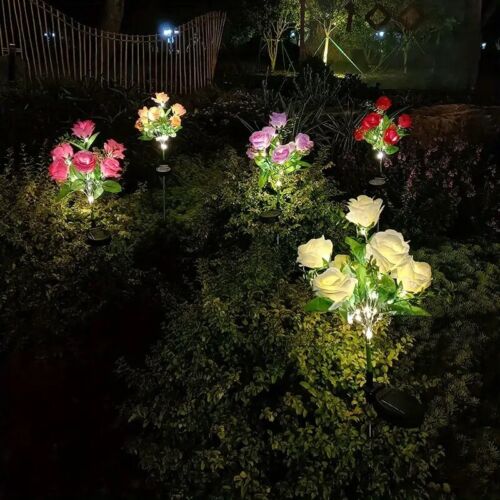 1PC 7Head Solar Power Rose Flower Lighs Outdoor Garden Landscape Yard Lamp Decor - Picture 10 of 10