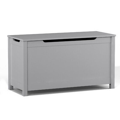 Wooden Toy Box Storage Chest Trunk Bench with Safety Hinged Lid Kids Child Gifts