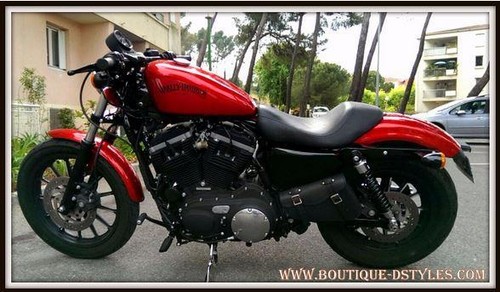 Trousse sacoche latérale en Cuir noir - Harley Sportster xl Iron Forty moto - Imagen 8 de 11