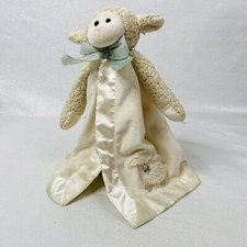 Bearington Baby Collection Beige Lamb Sheep Security Blanket Lovey w Bow Easter