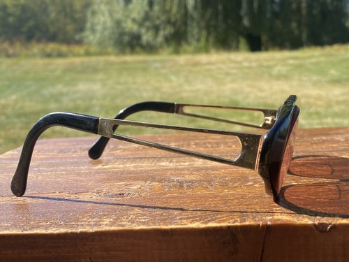 Cat Eye Vintage Eyeglasses Sunglasses Brown Black Gold FRAME ONLY - Picture 2 of 8