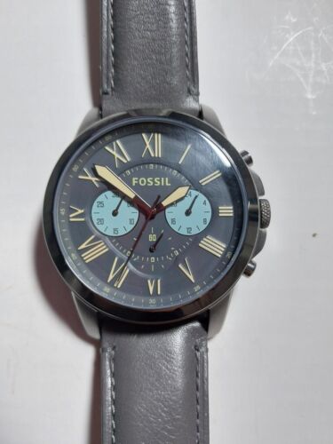 Fossil Watch - Grant Blue Chrono - Gunmetal Dial - Leather Gray - FS5183 - Picture 2 of 8