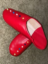Letzte orientalische marokkanische Babouche / Pantoffel Rot Gr. 41  Leder