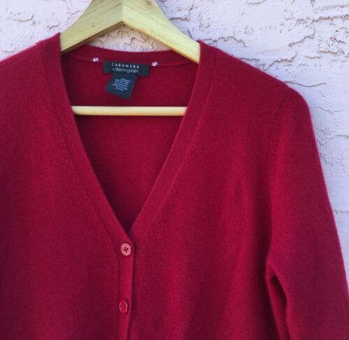 Bloomingdale’s Cashmere Red Cardigan Sweater Womens Size Large - Picture 2 of 7