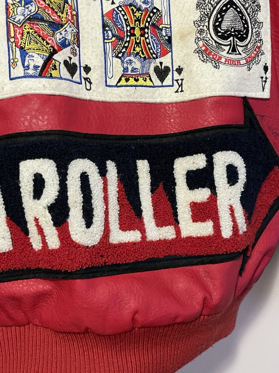 Vintage 80's Troop High Roller Red Leather Hip Hop Jacket Sz Vintage 80's Troop High Roller Red Leather Hip Hop Jacket Sz