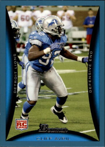 2008 Bowman Blue Detroit Lions Football Card #126 Cliff Avril /500 - Afbeelding 1 van 2
