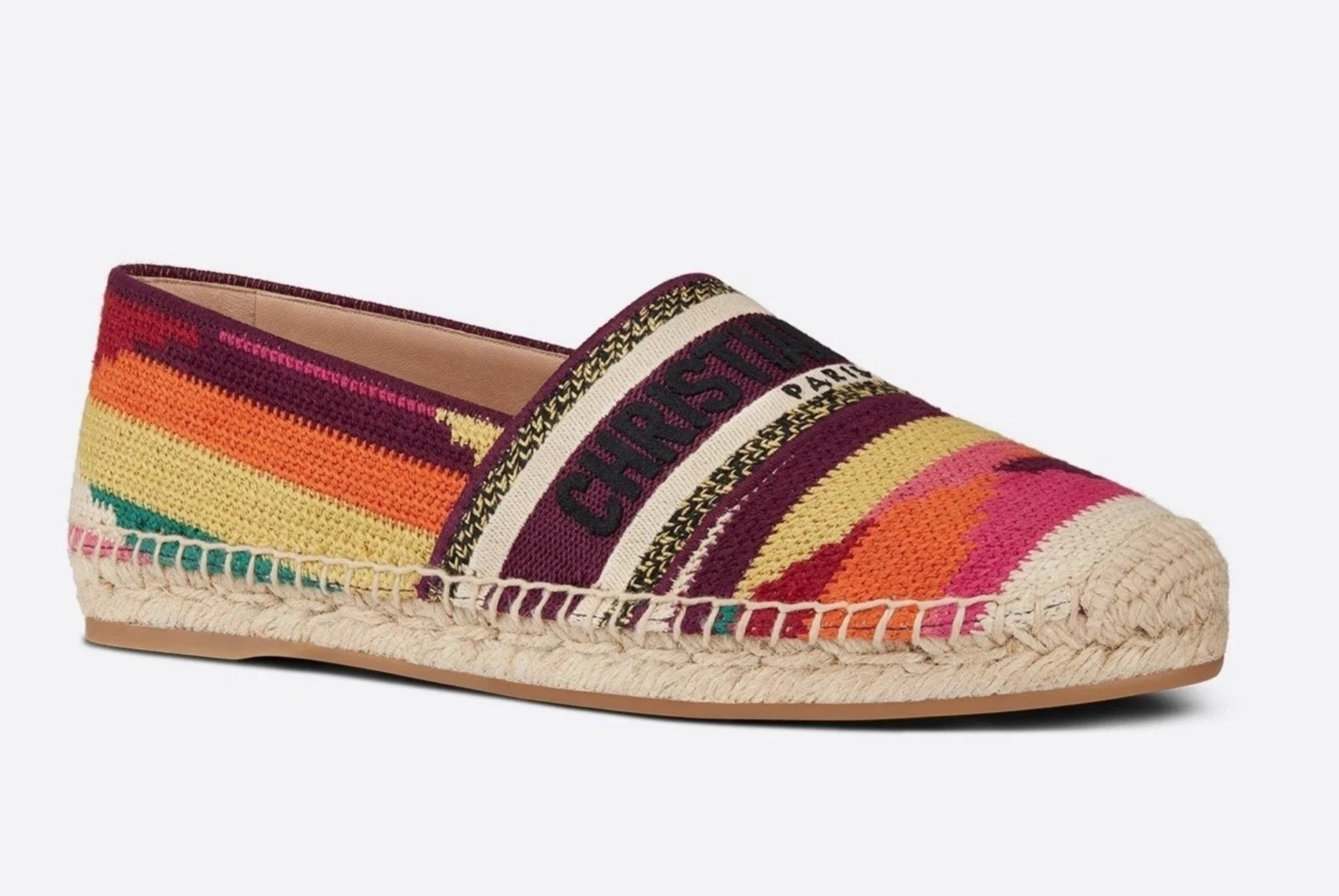 Espadrille multicolore patchwork logo coton brodé Dior Granville plat 39,5