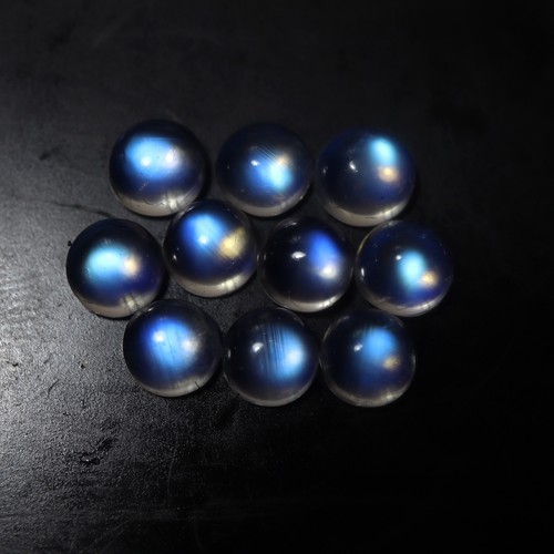5 MM Round Natural AAA Flashy Rainbow Fire Rainbow Moonstone Cabochon - Picture 4 of 56