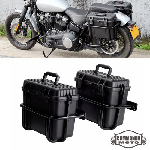 For Harley Street Bob FXBB FXBBS Low Rider FXLRS 2018-2023 Side Cases w/ Bracket - Afbeelding 1 van 11