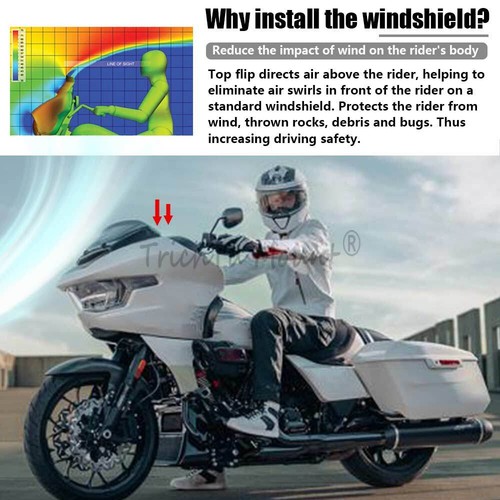 12" Smoke Windshield Windscreen for Harley Road Glide FLTRX CVO FLTRXSE 23-Up - Foto 2 di 22