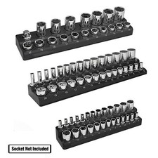 3pcs 143812 Black Magnetic Socket Organizer Socket Holder Tray Metric