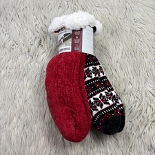 NEW - Set 2 Muk Luks Women's L XL 8-10 Chenille Cabin Socks Slippers Lined Red