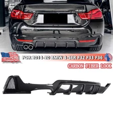 Rear Bumper Lip Twin Pipes Diffuser For 2014-20 BMW 4-Ser F32 F33 F36 428i 430i
