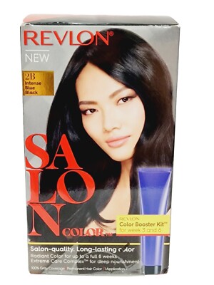 Revlon Salon Color 2B INTENSE BLUE BLACK Permanent Radiant Hair Dye Kit New RARE