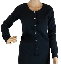 Apt. 9 Angora Blend Cardigan Women Small Fitted Clear Buttons Soft Fluffy Ribbed