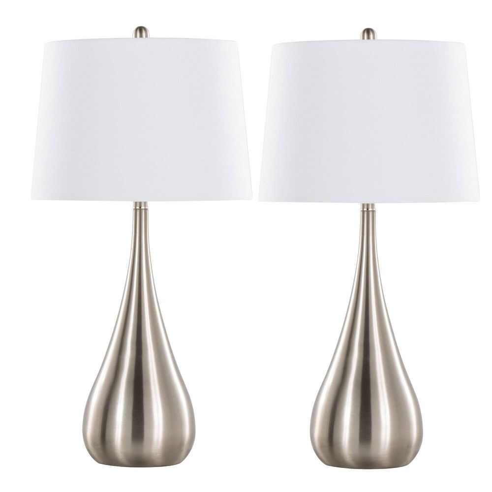 LumiSource (Set of 2) Pebble 29 Contemporary Table Lamps Brushed Nickel with