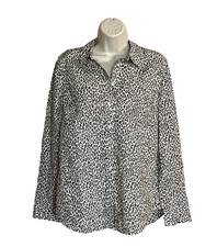 Talbots Women M Leopard Print Shirt Long Sleeve Cotton NEW